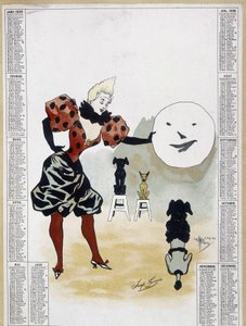 Sirk: öğrenilen köpekler - takvim, Art Deco. by School French