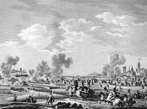 Fransız devrimi ve karşı-devrimci güçlerin gelişi: Fransız devrimcilerinin 6 Kasım 1792'de Belçika'daki Avusturya ordusuna karşı Jemmapes'teki zaferi. Paris, Devrim Tarihi Enstitüsü Kütüphanesi by School French