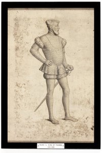 Fransa Kralı II. Henri (kağıt üzerine kurşun kalem ve sulu boya) by School French