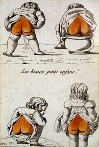 Oynamak için eski kart: kalp dördü - kalp şeklindeki kalçalarını gösteren “” Güzel küçük çocuklar”. Musée de la Carte à Joueur, Issy-les-Moulineaux. by School French