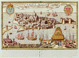 Brittany kıyısında bulunan liman ve müstahkem şehir Saint Malo'nun görünümü by School French