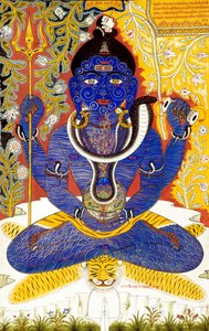 Lord Shiva Shanker Kağıt Üzerine Minyatür Tablo Tantrik by School Indian