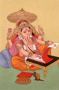 Minyatür Resim Fil Başlı Tanrı Ganesh Ganpati, Hindistan by School Indian