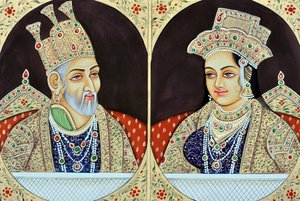 Bhadur Shah Zafer#39;in Jeenat Mahal ile Minyatür Tablosu Hindistan Asya by School Indian