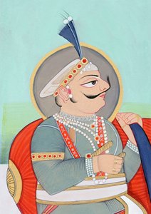 Maharaja Prithviraj Chauhan Ajmer#39;in Minyatür Tablosu by School Indian