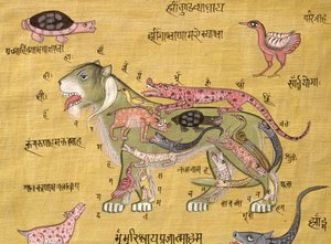 Tantrik diyagram (kağıt üzerine guaj ve suluboya) by School Indian