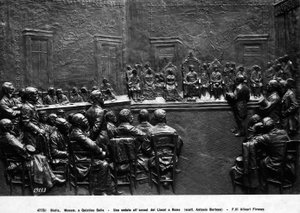 Roma'daki Lincei Akademisi Oturumu (bronz) (s/b fotoğraf) by School Italian