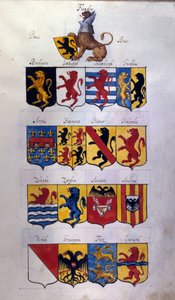Ejderhalar ile Hollanda Blazon (Hollanda, Flanders, Hainaut), Milan Archivio di Stato