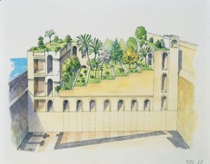 Nebukadnezar Sarayı, Babil, asma bahçeli (renkli taş)