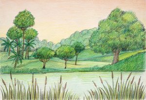 Prehistorya - Üçüncül - doğal çevrenin yeniden inşası (renkli taş) by School Italian