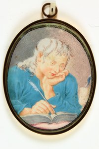 Aziz John the Evangelist (parşömen üzerine suluboya) by School Italian