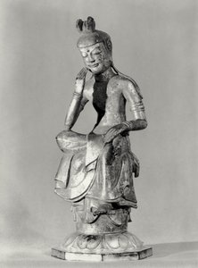 Meditatif Pozda Oturan Bodhisattva, yaklaşık 645-794 (altın yaldızlı bronz) (s/b fotoğraf) by Japanese School