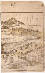 Kitap İllüstrasyonu: Köprü (renkli gravür) by School Japanese