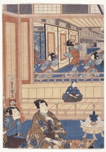 Genji (renkli gravür) by School Japanese