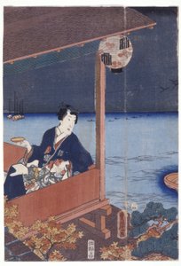Genji (renkli gravür) by School Japanese
