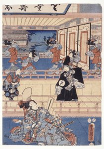 Genji (renkli gravür) by School Japanese