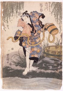 Ichikawa Danjuro (renkli gravür) by School Japanese