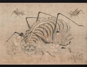 Yorimitsu sal Tsuchigumo (iblis araignee) (Yoriitsu, Tsuchigumo'yu öldürüyor) Ayrıntı du rouleau Tsuchigumo no Soshi Emaki - Oeuvre anonim, aquarelle sur papier