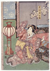Yoshitoki'nin Karısı, Shiraume (renkli gravür) by School Japanese
