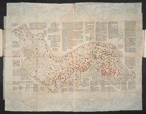 Haejwa chondo - orijinal olarak 1820 dolaylarında oluşturulan Kore yarımadasının bir haritası (renkli gravür) by School Korean