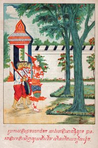 Mahajanaka Jataka. (gravür, yaklaşık 1910) by School Laotian