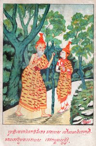Mahajanaka Jataka. (gravür, yaklaşık 1910) by School Laotian