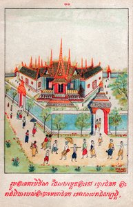 Mahajanaka Jataka. (gravür, yaklaşık 1910) by School Laotian