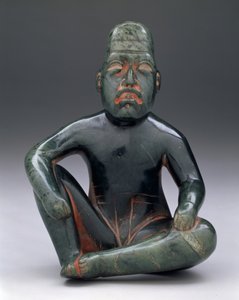 Yükseltilmiş diz ile oturan figür, Highland Olmec, San Martin Texmelucan