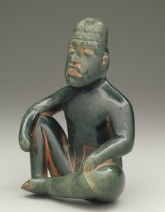Yükseltilmiş diz ile oturan figür, Highland Olmec, San Martin Texmelucan