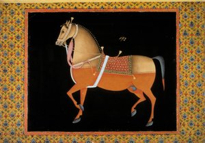 Moghol sanatı: bir aygırın temsili. 18. yüzyıl guaş. Paris, B.N.