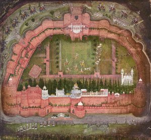 The Red Fort, Agra, Johnson Albüm VII no.1 numara 11, c.1750 (kağıt üzerinde guaş)