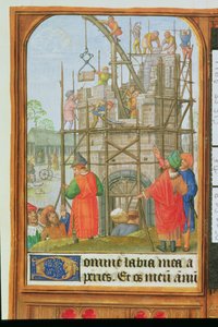 Ekle 35313 f.34 Babil Kulesi, Bruges veya Ghent binası, c.1500 (parşömen)