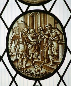 Roundel: Tobias melekle ayrılıyor, muhtemelen 19. yüzyıl (vitray) by School Netherlandish