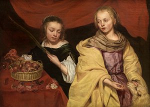 Roma Azizleri Agnes ve Caesarea Dorothea (panel üzerine yağlıboya) by School Netherlandish