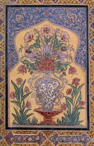 Çiçekli vazo, Wazir Khan Camii'nden dekoratif detay (17. yüzyıl), Lahor, Pencap, Pakistan by School Pakistani