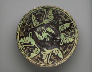 Kase, Samanid, 9.-10. yy (seramik, kahverengi & beyaz astar, şeffaf renksiz sır) by School Persian