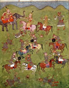 İslam sanatı: savaş sahnesi. Firdevsi (Firdevsi veya Ferdawsi veya Firdousi, yaklaşık 940-1020 civarı) Biblioteca Nazionale Naples tarafından yazılan “Shahnameh” (Şahname, Şehname) (Krallar Kitabı) adlı epik şiirin bir el yazmasından Farsça minyatür by School Persian