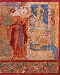 Aziz Abraham de Rostov (mort en 1074 veya 1077) detruit les idoles de Veles - Rostovlu Abraham, Veles heykelini yok eder. Rostov Kremlin