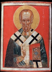 Aziz Nicolas (veya Aziz Nicolas de Myre veya Aziz Nicolas de Bari, 270-345) (Aziz Nicholas). Rus ikonu, ahşap üzerine tempera, 13. yüzyılın sonu, 14. yüzyılın başı, Novgorod