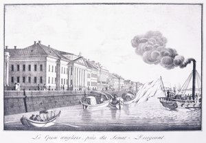 Senat-Dirigeant yakınlarındaki İngiliz Rıhtımı; Quai Anglais, Senat-Dirigeant yakınlarında, 19. yüzyılın başlarında (litografi) by School Russian