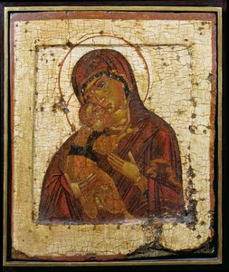 Vladimir Tanrısının Annesi, Rus ikonu, Pskov Okulu, 15. yüzyıl sonları (panelde tempera) by School Russian
