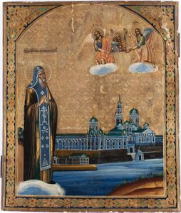 aziz Nil de Stolbensk (1554'te öldü) - Seliger Gölü'nün Aziz Nilus - Rus simgesi by School Russian