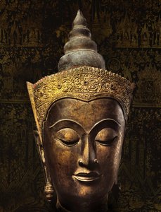 Ayutthaya tarzı taçlı bir Buda resminin başı (bronz)