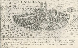 Lund kasabası, İsveç (gravür) by School Swedish