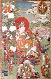 7. yüzyıldan Tibet Kralı Sung-Tsen-Gampo. Tibet Thai-ka, Musée Guimet, Paris