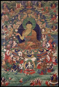 Shakyamuni Buddha - Tibet kültürü - 18. yüzyıl - Pamukta Mineral Pigment - 70,5x47 - Rubin Museum of Art, New York