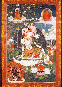 Bodhisattva Avalokitesvara Padmapani oturma, tanka veya thangka (Budist bayrağı), Tibet uygarlığı