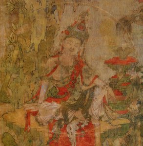 Tibet kültürü: Su ve Ay Kuan-Yin (Guanyin). İpek üzerine tempera, boyut : 101,5x59,5, Erken 12. yüzyıl, Devlet İnziva Yeri, St. Petersburg by School Tibetan