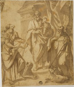 Aziz Mark ve Anthony ile Aziz Joseph ve İsa Çocuk, by School of Guido Reni