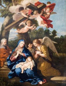 Meleklerle Kutsal Aile, 1700. by School of Pietro Cortona